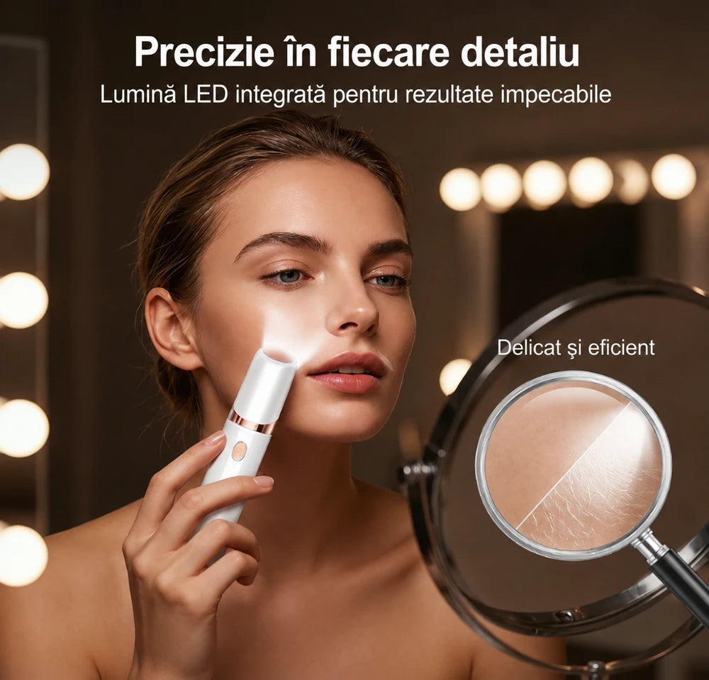Epilator Facial Electric Painless – Reîncărcabil USB, cu LED, Îndepărtare Fără Durere a Părului Facial și Corporal