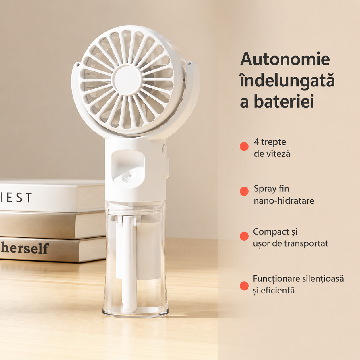 Mini Ventilator Portabil cu Spray Răcoritor