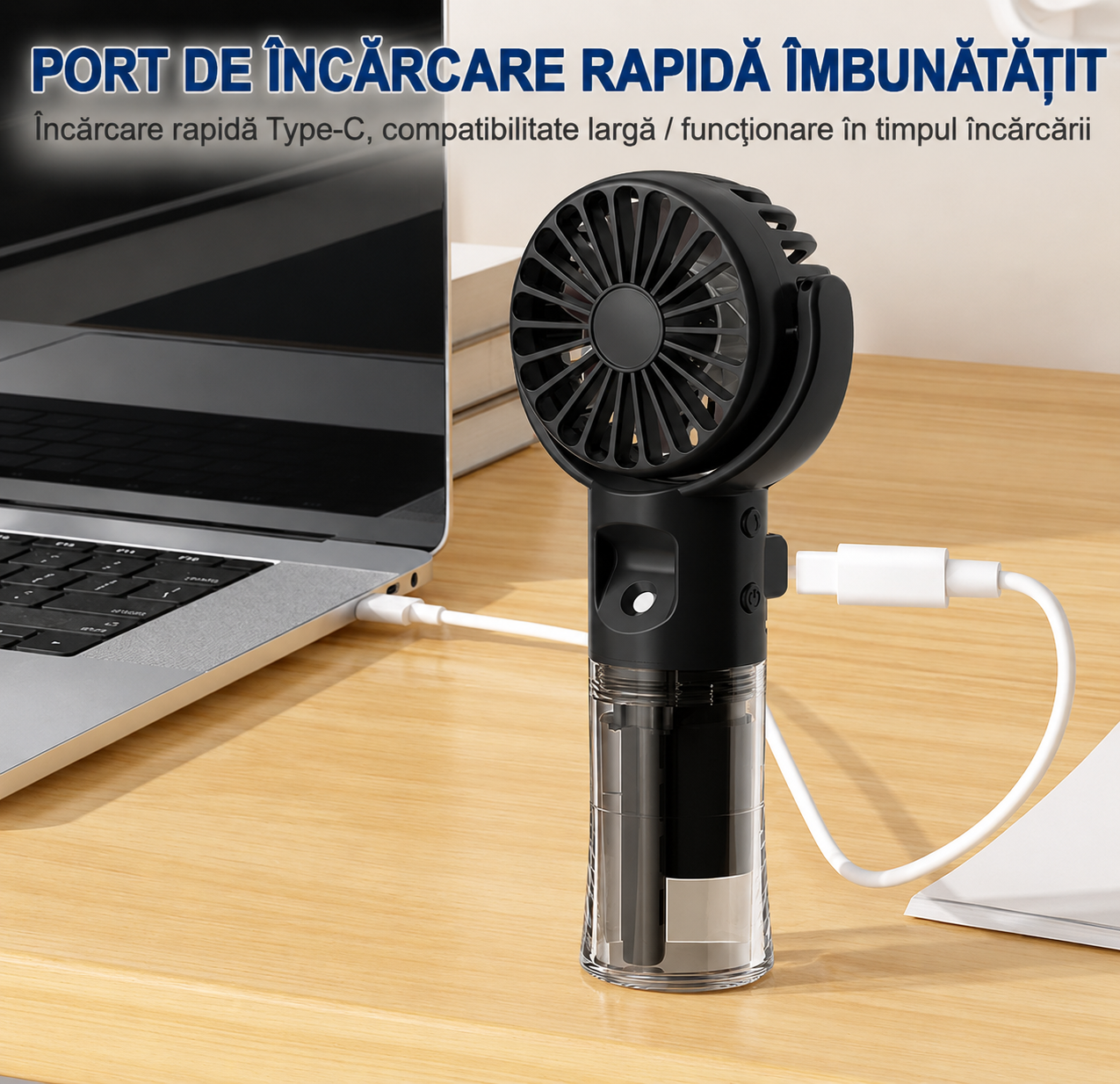 Mini Ventilator Portabil cu Spray Răcoritor