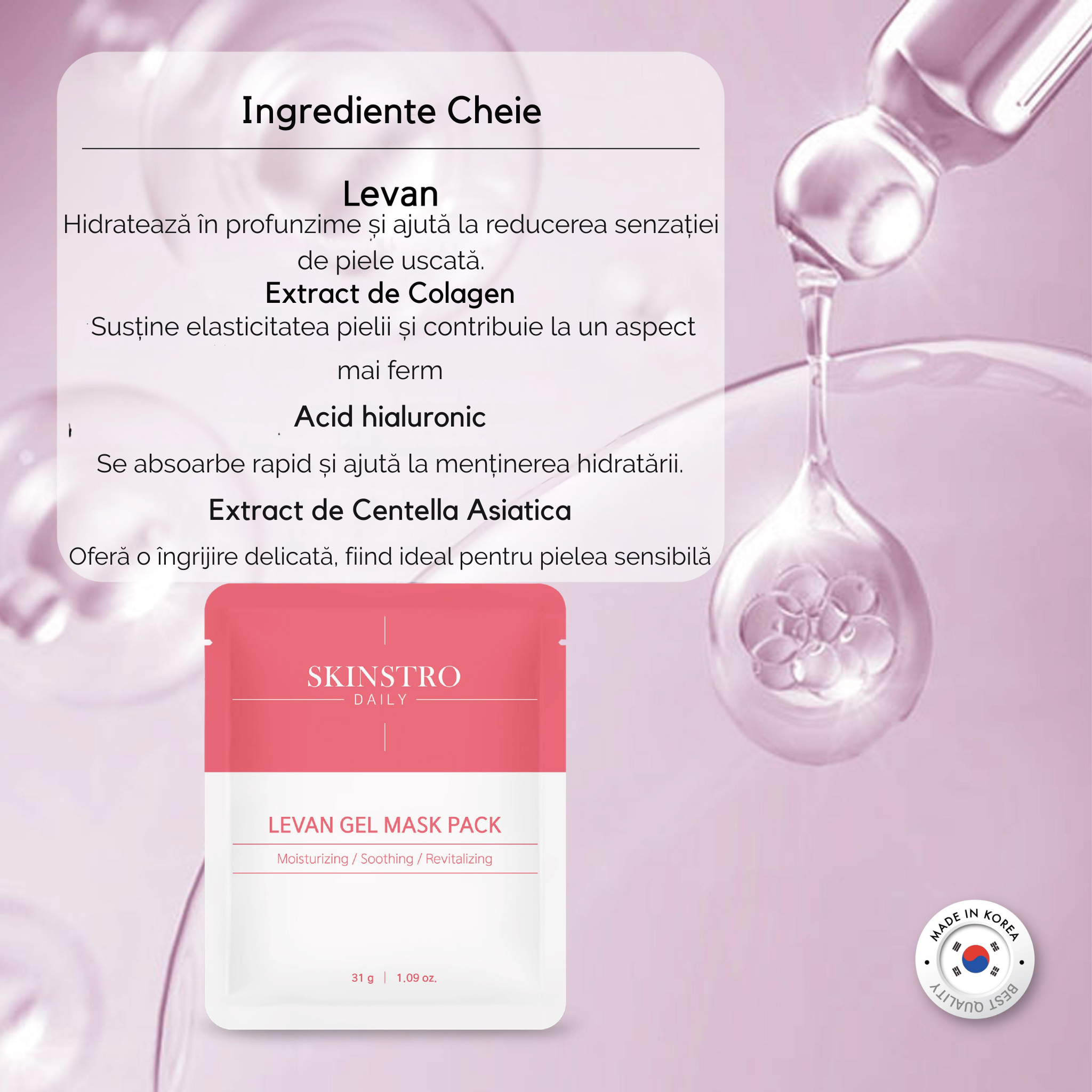 Mască K-Beauty pentru față (set de 4 măști) - Mască facială coreeană cu colagen